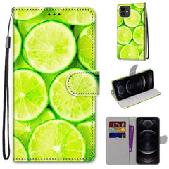 Coloured Drawing Cross Texture Horizontal Flip PU Leather Case with Holder & Card Slots & Wallet & Lanyard, For iPhone 12 / 12 Pro