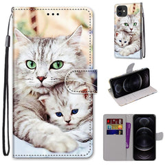 Coloured Drawing Cross Texture Horizontal Flip PU Leather Case with Holder & Card Slots & Wallet & Lanyard, For iPhone 12 / 12 Pro