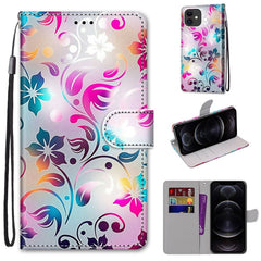 Coloured Drawing Cross Texture Horizontal Flip PU Leather Case with Holder & Card Slots & Wallet & Lanyard, For iPhone 12 / 12 Pro