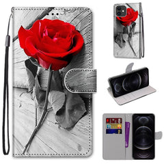 Coloured Drawing Cross Texture Horizontal Flip PU Leather Case with Holder & Card Slots & Wallet & Lanyard, For iPhone 12 / 12 Pro