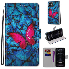 Coloured Drawing Cross Texture Horizontal Flip PU Leather Case with Holder & Card Slots & Wallet & Lanyard, For iPhone 12 / 12 Pro