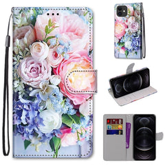 Coloured Drawing Cross Texture Horizontal Flip PU Leather Case with Holder & Card Slots & Wallet & Lanyard, For iPhone 12 / 12 Pro