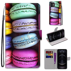 Coloured Drawing Cross Texture Horizontal Flip PU Leather Case with Holder & Card Slots & Wallet & Lanyard, For iPhone 12 / 12 Pro