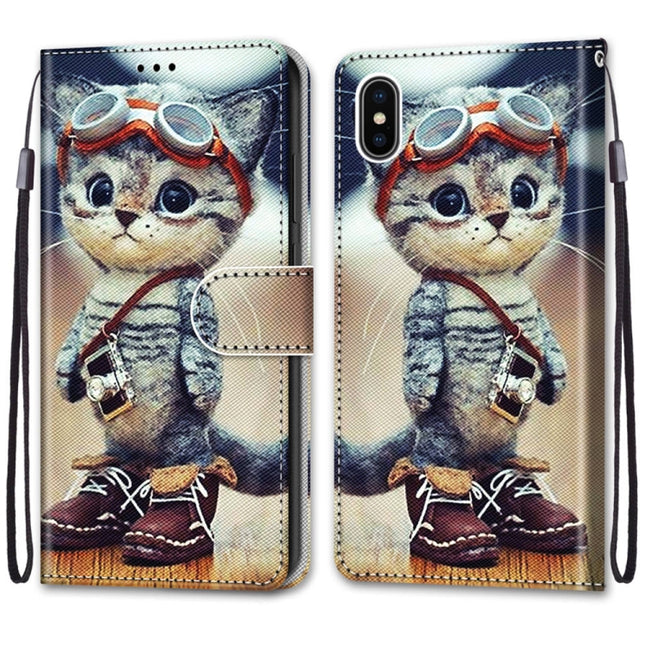 Coloured Drawing Cross Texture Horizontal Flip PU Leather Case with Holder & Card Slots & Wallet & Lanyard, For iPhone XS / X