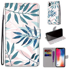 For iPhone XS / X / Pink Green Leaf