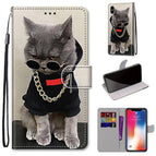 For iPhone XS / X / B09 Golden Chain Grey Cat