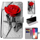 For iPhone XS / X / B10 Wood Red Rose