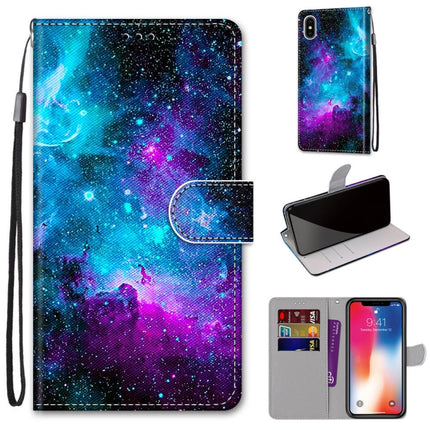 Coloured Drawing Cross Texture Horizontal Flip PU Leather Case with Holder & Card Slots & Wallet & Lanyard, For iPhone XS / X