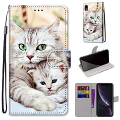 Coloured Drawing Cross Texture Horizontal Flip PU Leather Case with Holder & Card Slots & Wallet & Lanyard, For iPhone XR