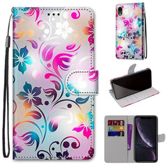 Coloured Drawing Cross Texture Horizontal Flip PU Leather Case with Holder & Card Slots & Wallet & Lanyard, For iPhone XR