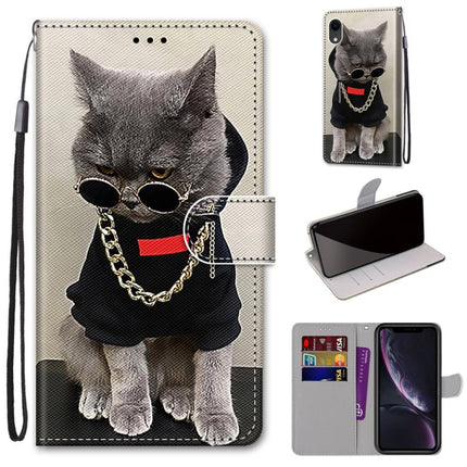 Coloured Drawing Cross Texture Horizontal Flip PU Leather Case with Holder & Card Slots & Wallet & Lanyard, For iPhone XR