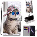 For iPhone XR / Slant Hat Blue Mirror Cat