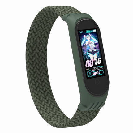 For Xiaomi Mi Band 5 / 4 / 3 / Huami Single Lap Braided Yarn + TPU Wrist Strap Watchbands, S, M