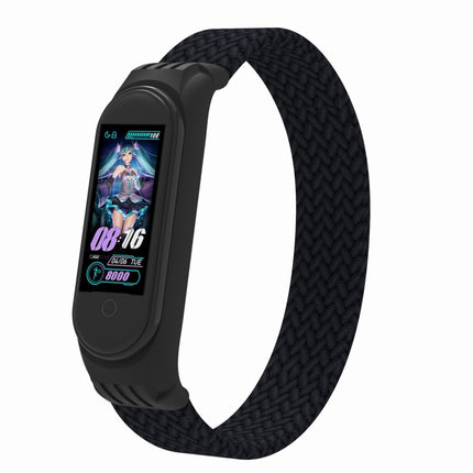For Xiaomi Mi Band 5 / 4 / 3 / Huami Single Lap Braided Yarn + TPU Wrist Strap Watchbands, L