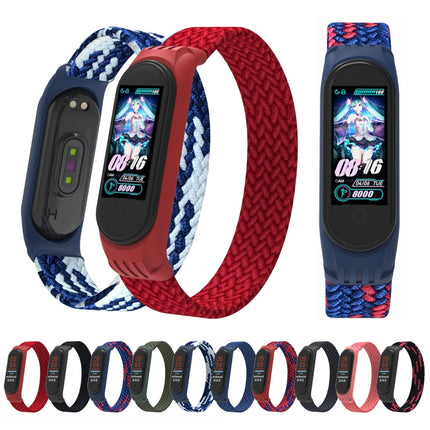 For Xiaomi Mi Band 5 / 4 / 3 / Huami Single Lap Braided Yarn + TPU Wrist Strap Watchbands, L