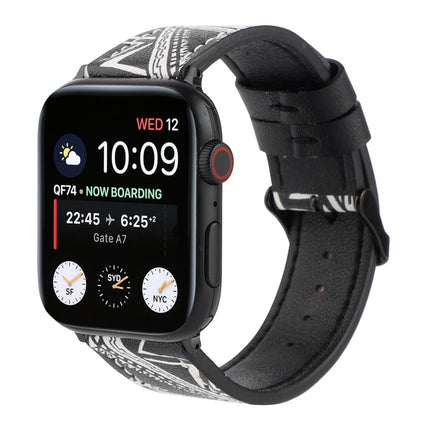 Printed Leather Watch Strap, For Apple Watch Series 7 45mm / 6 & SE & 5 & 4 44mm / 3 & 2 & 1 42mm, For Apple Watch Series 8&7 41mm / SE 2&6&SE&5&4 40mm / 3&2&1 38mm