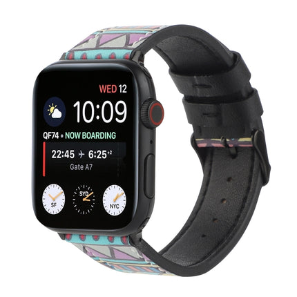 Printed Leather Watch Strap, For Apple Watch PSeries 7 41mm / 6 & SE & 5 & 4 40mm / 3 & 2 & 1 38mm, For Apple Watch Ultra 49mm / Series 8&7 45mm / SE 2&6&SE&5&4 44mm / 3&2&1 42mm