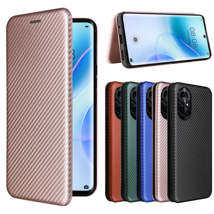 Carbon Fiber Texture Magnetic Horizontal Flip TPU + PC + PU Leather Case with Card Slot, For Huawei nova 8 5G, For vivo Y52s 5G / iQOO U3