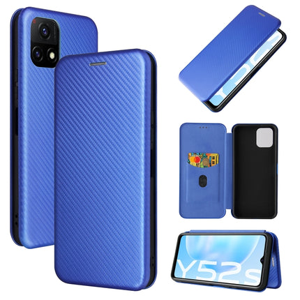 Carbon Fiber Texture Magnetic Horizontal Flip TPU + PC + PU Leather Case with Card Slot, For Huawei nova 8 5G, For vivo Y52s 5G / iQOO U3