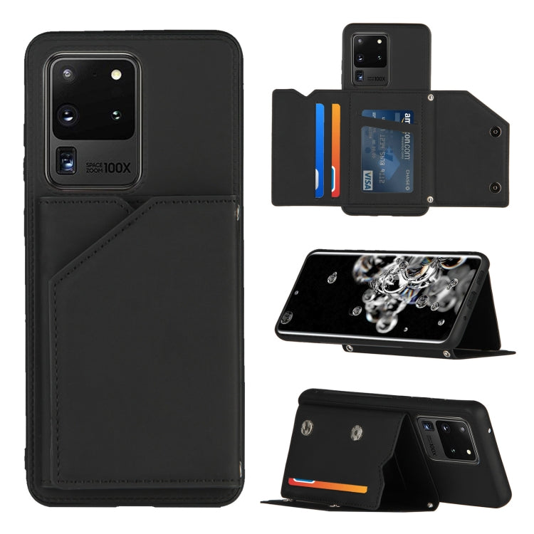 Skin Feel PU + TPU + PC Back Cover Shockproof Case with Card Slots & Holder & Photo Frame, For Samsung Galaxy S20 Ultra