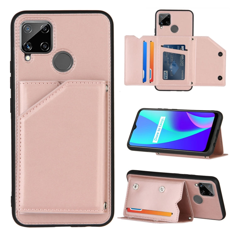 Skin Feel PU + TPU + PC Back Cover Shockproof Case with Card Slots & Holder & Photo Frame, For OPPO Realme C15, For Samsung Galaxy M60s & A81, For Huawei P40 Lite & Nova 6 SE, For Samsung Galaxy S20 FE