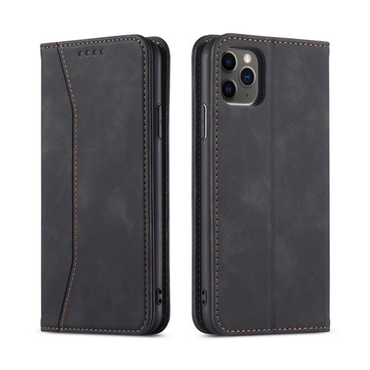 Skin-feel Calfskin Texture Magnetic Dual-Fold Horizontal Flip Leather Case with Holder & Card Slots & Wallet, For iPhone 11, For iPhone 11 Pro, For iPhone 11 Pro Max, For iPhone 12 mini, For iPhone 12 / 12 Pro, For iPhone 12 Pro Max