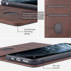 Skin-feel Calfskin Texture Magnetic Dual-Fold Horizontal Flip Leather Case with Holder & Card Slots & Wallet, For iPhone 11, For iPhone 11 Pro, For iPhone 11 Pro Max, For iPhone 12 mini, For iPhone 12 / 12 Pro, For iPhone 12 Pro Max