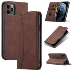 Skin-feel Calfskin Texture Magnetic Dual-Fold Horizontal Flip Leather Case with Holder & Card Slots & Wallet, For iPhone 11, For iPhone 11 Pro, For iPhone 11 Pro Max, For iPhone 12 mini, For iPhone 12 / 12 Pro, For iPhone 12 Pro Max