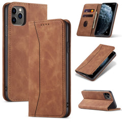 Skin-feel Calfskin Texture Magnetic Dual-Fold Horizontal Flip Leather Case with Holder & Card Slots & Wallet, For iPhone 11, For iPhone 11 Pro, For iPhone 11 Pro Max, For iPhone 12 mini, For iPhone 12 / 12 Pro, For iPhone 12 Pro Max