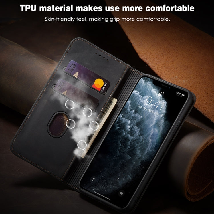 Skin-feel Calfskin Texture Magnetic Dual-Fold Horizontal Flip Leather Case with Holder & Card Slots & Wallet