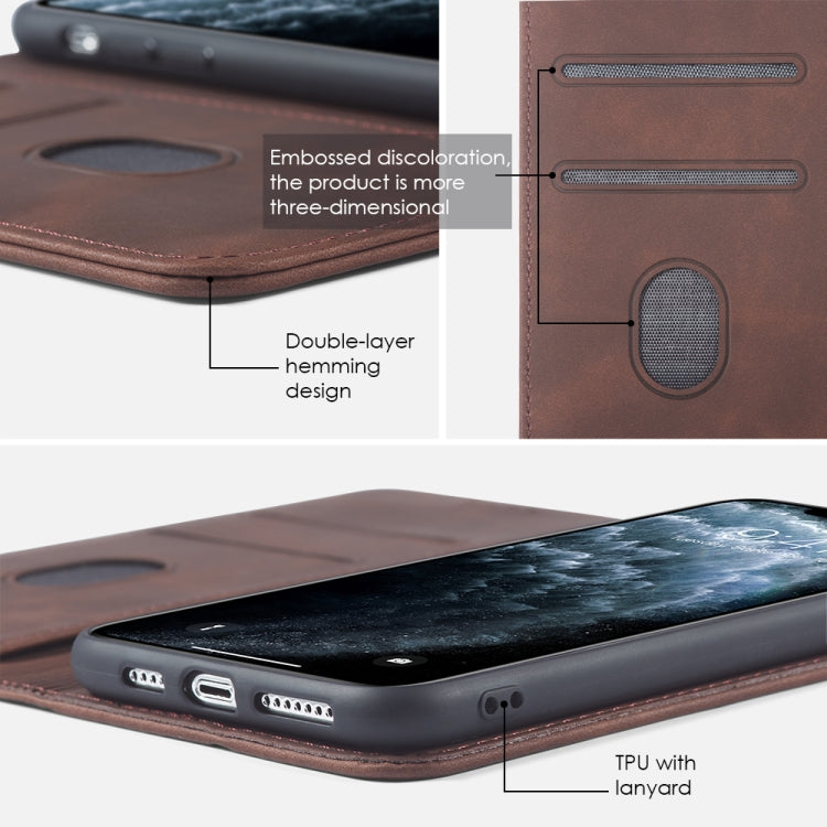 Skin-feel Calfskin Texture Magnetic Dual-Fold Horizontal Flip Leather Case with Holder & Card Slots & Wallet