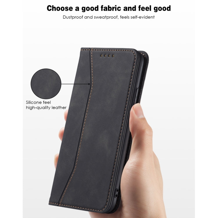 Skin-feel Calfskin Texture Magnetic Dual-Fold Horizontal Flip Leather Case with Holder & Card Slots & Wallet