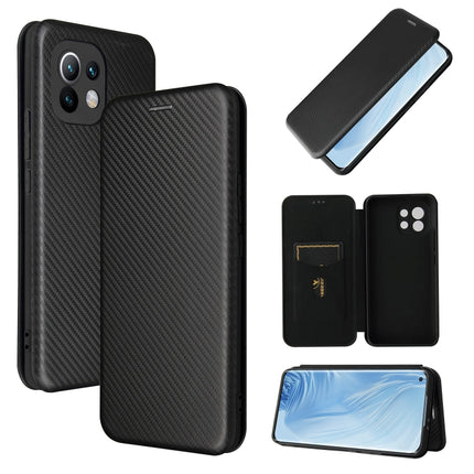 Carbon Fiber Texture Magnetic Horizontal Flip TPU + PC + PU Leather Case with Card Slot, For Xiaomi Mi 11