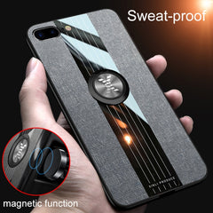 XINLI Stitching Cloth Textue Shockproof TPU Protective Case with Ring Holder, For iPhone 8 / 7, For iPhone 8 Plus / 7 Plus, For iPhone X / XS, For iPhone XR, For iPhone XS Max, For iPhone 6 / 6s