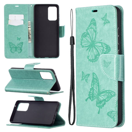 Embossing Two Butterflies Pattern Horizontal Flip PU Leather Case with Holder & Card Slot & Wallet & Lanyard, For Samsung Galaxy A32 5G, For Samsung Galaxy A52 5G / 4G, For Samsung Galaxy A72 5G / 4G, For Xiaomi Poco M3, For Samsung Galaxy A72 5G / 4G 5G