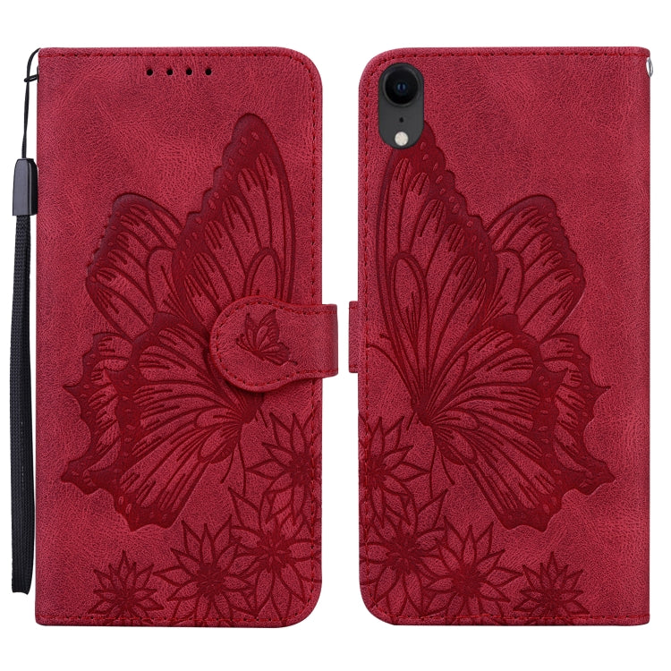 Funda de cuero con tapa horizontal con estampado de mariposas en relieve y tacto retro, con soporte, ranuras para tarjetas y billetera, para iPhone XS Max