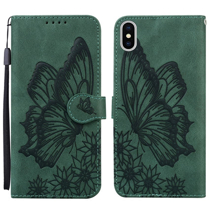 Retro Skin Feel Butterflies Embossing Horizontal Flip Leather Case with Holder & Card Slots & Wallet, For iPhone XS Max