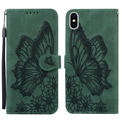 Retro Skin Feel Butterflies Embossing Horizontal Flip Leather Case with Holder & Card Slots & Wallet, For iPhone XS Max