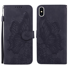 Retro Skin Feel Butterflies Embossing Horizontal Flip Leather Case with Holder & Card Slots & Wallet, For iPhone XS Max