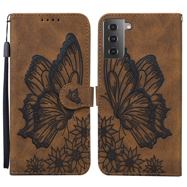 Retro Skin Feel Butterflies Embossing Horizontal Flip Leather Case with Holder & Card Slots & Wallet, For Samsung Galaxy S21+ 5G