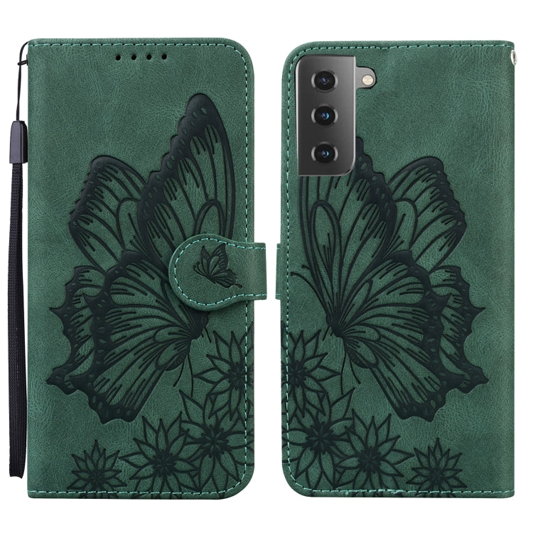 Retro Skin Feel Butterflies Embossing Horizontal Flip Leather Case with Holder & Card Slots & Wallet, For Samsung Galaxy S21+ 5G