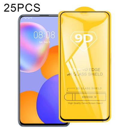 25 PCS 9D Full Glue Full Screen Tempered Glass Film, For Huawei Y6p, For Huawei Y8p, For Huawei Y7a, For Huawei Y9a