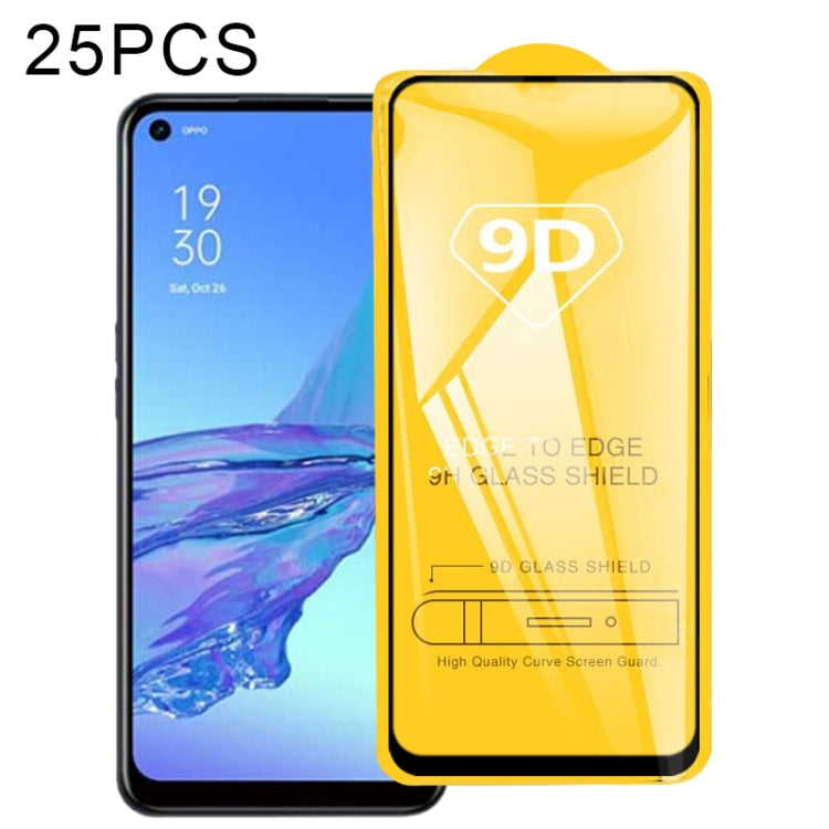 25 PCS 9D Full Glue Full Screen Tempered Glass Film, For OPPO F17, For OPPO F17 Pro, For OPPO A32 2020