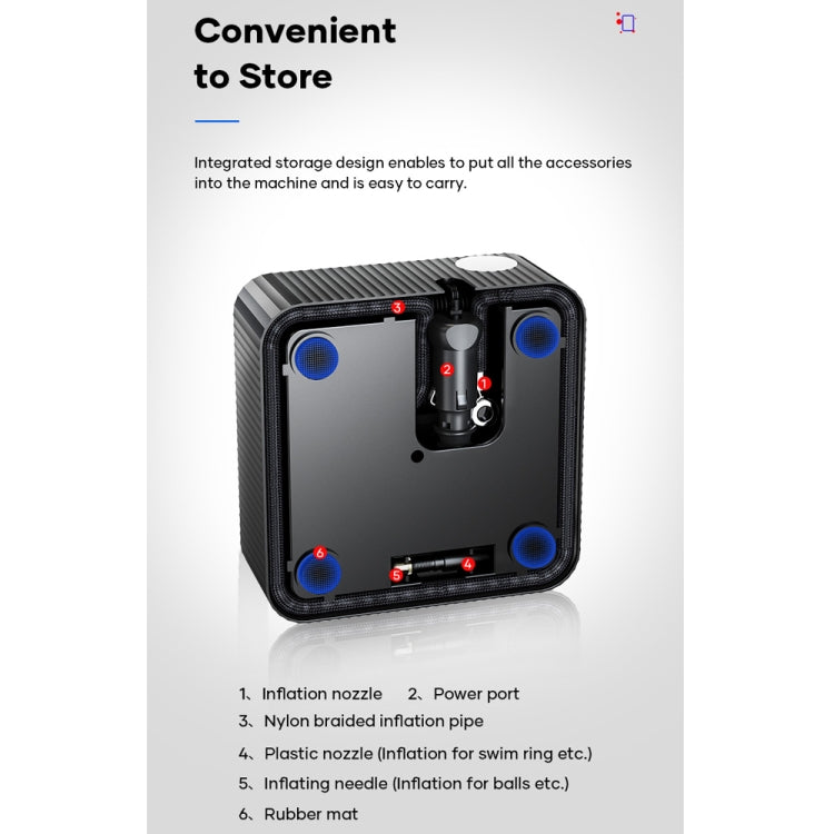 Rock Multi-function Portable LED Digital Display Car Air Pump, Rock