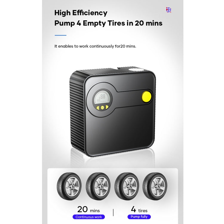 Rock Multi-function Portable LED Digital Display Car Air Pump, Rock