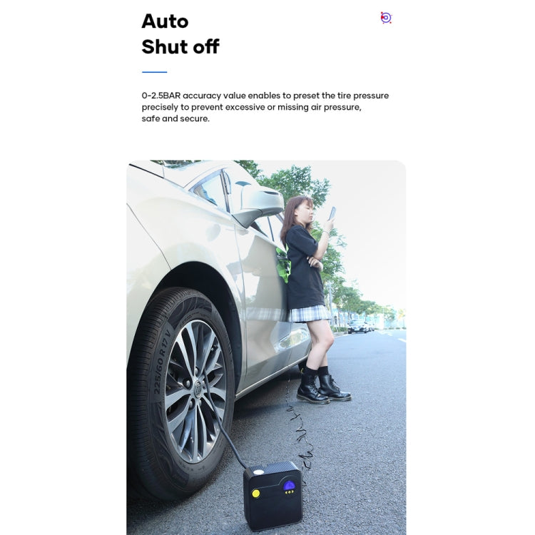 Rock Multi-function Portable LED Digital Display Car Air Pump, Rock