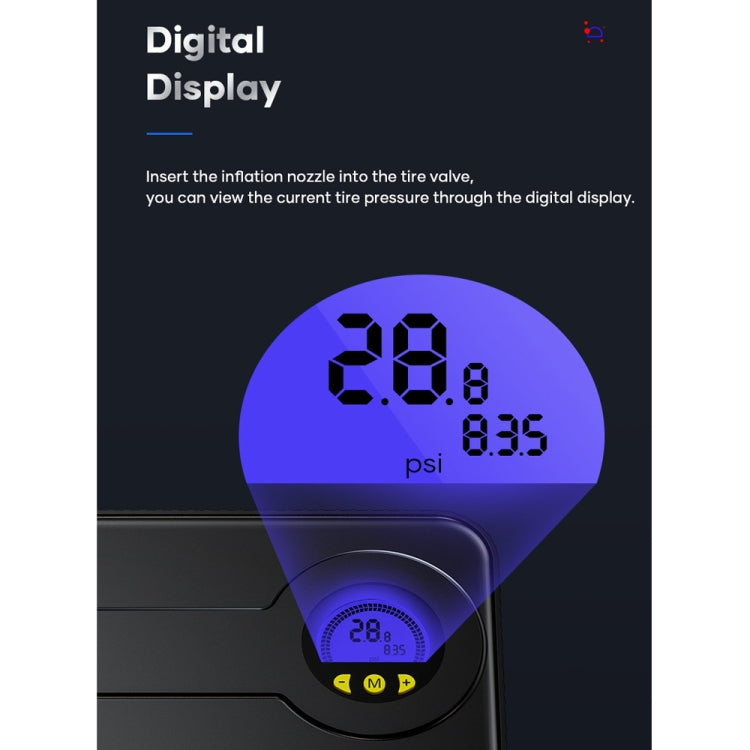 Rock Multi-function Portable LED Digital Display Car Air Pump, Rock