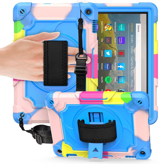 360 Degree Rotation Turntable Contrast Color Robot Shockproof Silicone + PC Protective Case with Holder, For Amazon Kindle Fire HD 8 2020, For Samsung Tab A 8.0 (2019)/T290