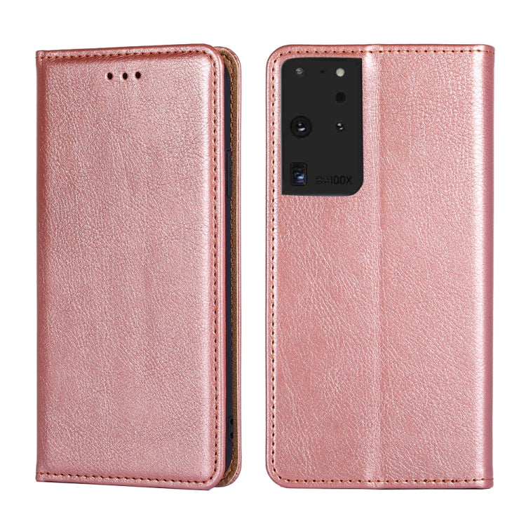 PU + TPU Gloss Oil Solid Color Magnetic Horizontal Flip Leather Case with Holder & Card Slot & Wallet, For Samsung Galaxy S21 Ultra 5G