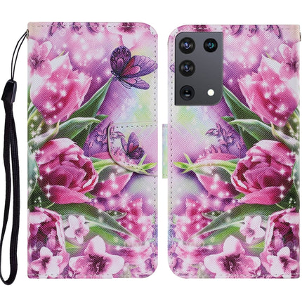 Coloured Drawing Pattern Horizontal Flip PU Leather Case with Holder & Card Slots & Wallet & Lanyard, For Samsung Galaxy S21 Ultra 5G